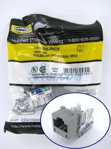 Hubbell XCelerator Cat6 Jack, Gray HXJ6GY ~STSI - Picture 1 of 3