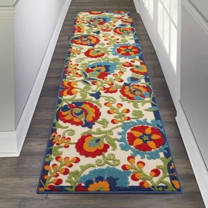 Nourison Aloha Indoor/Outdoor Multicolor 2'3" x 8' Area-Rug, Easy-Cleaning, Non - Picture 1 of 9