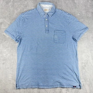 Faherty Poloshirt Herren 2XL blau indigo gefärbt gestreift Performance Kurzarm - Bild 1 von 9