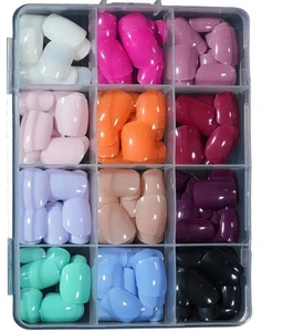 12 Colors 288 PC Press On Glossy Square Nails/ Toes Strong Adhesive Fashionable - Picture 1 of 7