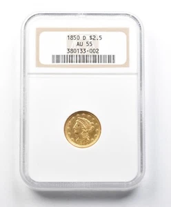 AU55 1850-D $2.50 Liberty Head Gold Quarter Eagle NGC *1521 - Picture 1 of 3