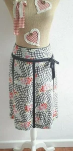 Whistles Size 10 SILK Floral Black White Check A Line Summer Skirt Lined - Picture 1 of 5