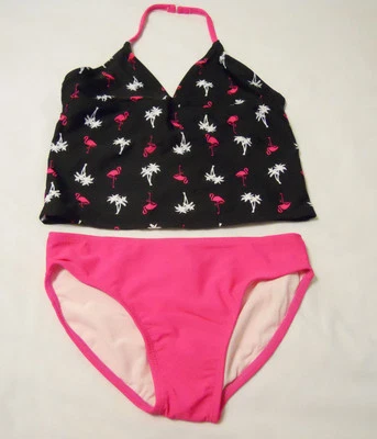 Conjunto Tankini Traje de Baño Op de 2 Piezas Niños Traje de Baño Niña XL 14-16 Negro Palma UPF 50+ Foto 1 de 2