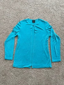 Women’s Size XS Citiknits Open Jacket Turquoise Teal Hook Closure Loose Fit - Picture 1 of 6