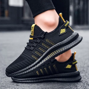 Mens Running Sports Trainers Sneakers Casual Lace Up Black Walking Shoes UK Size - Picture 1 of 17
