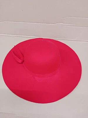CHIC VTG Red WIDE BRIM HAT w - RIBBON BAND - Image 1 of 4