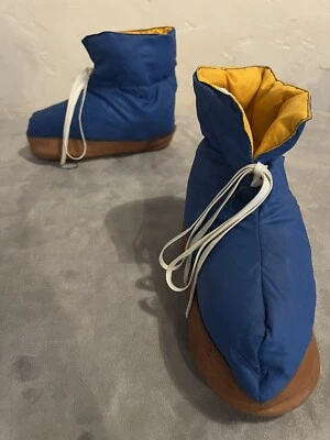 Botines de Colección REI Azul Nylon Relleno Cuero Suela Cabina Tienda Talla S Usados en Excelente Condición Años 70’s  Foto 1 de 4