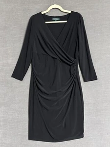 Lauren Ralph Lauren Dress 12 Black Faux Classic Party Career Elegant Cocktail - Picture 1 of 8