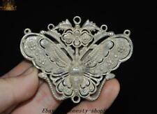 2.8'' Tibet Tibetan silver Carved Butterfly Pendant necklace jewelry