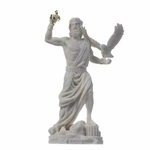 Zeus Greek God Jupiter Thunder Statue Figurine Alabaster 7.08" - Picture 1 of 8