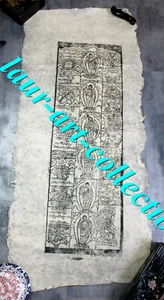 GRAVURE A ENCRE DE CHINE SUR PAPIER JAPON, DE RIZ, WASHI DIVINITE HINDOU 96x30cm - Picture 1 of 1