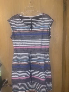 T by Talbots Slub Strick Tunnelzug gestreift Pullover ärmellos Gr. LP. Kleid - Bild 1 von 8