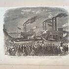 Civil War Print Bivouac Fire Army Of Potomac Ohio Zouave Regiment Steamboat