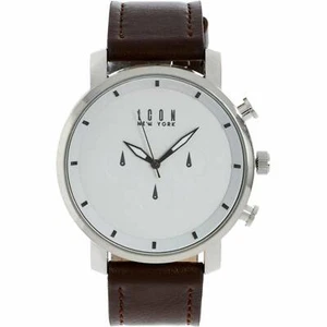 Rare Item -Icon New York -Large Face Watch Chrome Body Brown Strap**Last One** - Picture 1 of 2