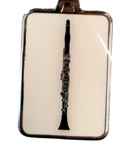 Portachiave a Tema Musicale Bianca con Clarinetto Regalo Tema Musica Clarinet - Picture 1 of 5