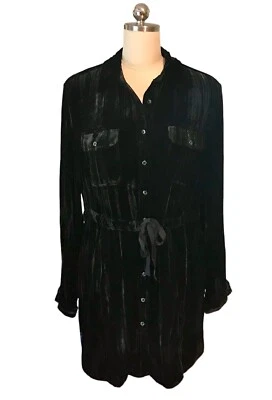 Túnica Coldwater Creek de terciopelo negro con cordón bolsillos en la cintura para mujer talla 12” Foto 1 de 4