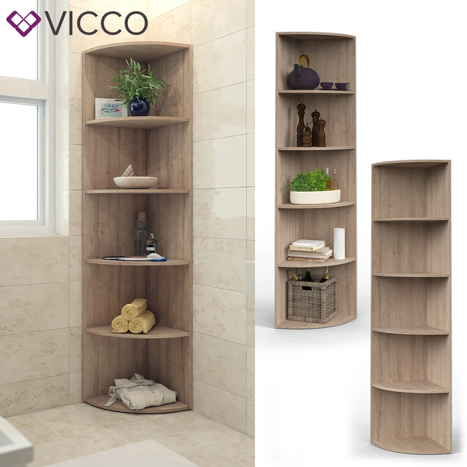 Vicco Ecki Eckregal mit 4 Ablagen 180x40x40 cm - Sonoma Eiche