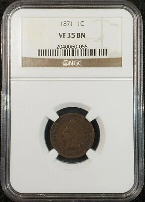 1871 Indian Head Cent NGC VF35 BN 2040060-055 Exquisite Coin Rare - Image 1 of 4