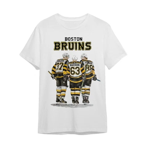 Boston Bruins Patrice Bergeron Brad Marchand David Pastr??k Player Retro T-Shirt Cover