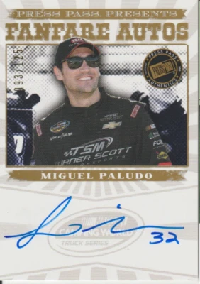 Tarjeta autografiada Miguel Paludo 2013 Press Pass FanFare FFA-MP/125 Foto 1 de 2