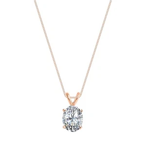 IGI F/VS 2 Kt Oval Lab Created Grown Diamond Anhänger Halskette Echt 14K Rotgold - Bild 1 von 2