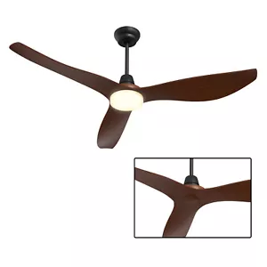 52" Ceiling fan 3 ABS Blades Walnut Hand-Print with Remote & LED Light DC Motor - Picture 1 of 7
