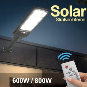 Solar LED Straßenlampe Außenlampe mit Bewegungsmelder Fernbedienung 600W 800W - Bild 1 von 14