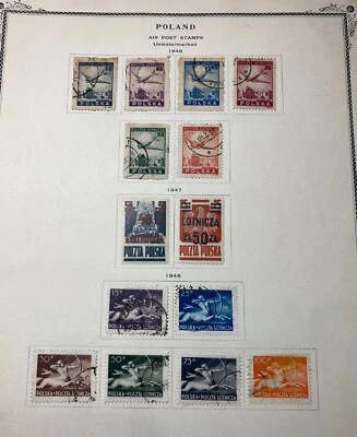 Rare 1946-1948 Poland Stamp Polaska Poczta Lotnicza  Set 2 Mint hinged and used. - Image 1 of 4