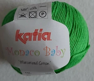 (80 €/kg): 50 g Katia Monaco Baby, hilo de algodón suave, Fb. 42 verde #4523 - Imagen 1 de 2