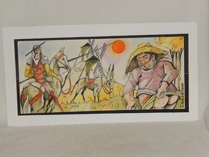 Karikatur J.Hernandez DON QUIJOTE & SANCHO PANZA Zeichnung Aquarell - Picture 1 of 5