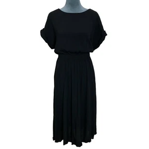 Ann Taylor Damen XS 1/2-Knopf Rücken Tunnelzug Blouson Kleid schwarz - Bild 1 von 6