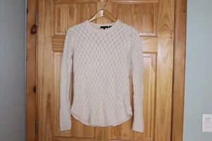 Jean Pierre Women's Cotton Pullover Ivory Cable Knit Sweater Long Sleeve - S - Picture 1 of 3