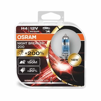 2x H4 OSRAM NIGHT BREAKER 200 FOR VW TRANSPORTER Mk IV 70XD 1.9 D 07.90-12.95 - Image 1 of 4