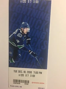 Talón de boleto Vancouver Canucks vs Tampa Bay Lightning 18 de diciembre de 2018 - Imagen 1 de 1