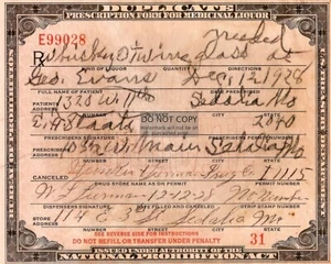 PROHIBITION ERA WHISKEY PRESCIPTION LICENSE 1928 8X10 PHOTO - Picture 1 of 4