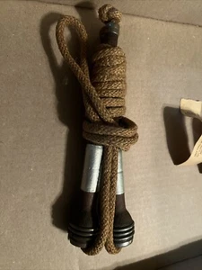 Vintage 1930's Wooden Bobbin Metal Wood Handle Braided Skipping Jump Rope- - Picture 1 of 4
