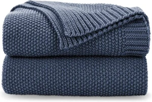 CozeCube blaue Überwurfdecke für Couch weiche gemütliche Kabelstrickdecke für Bett Neu - Bild 1 von 2