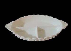 Fenton Hobnail Divided Relish Schale Milchglas Logo auf Unterseite - Bild 1 von 13