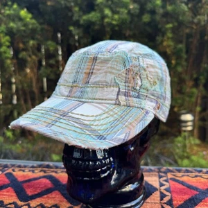 Vintage True Religion Womens Plaid Hat Distressed Fitted M/L Army Style Y2K - Picture 1 of 8