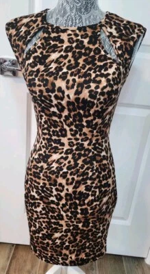 Mystic Cheetahs Print Knee Length Dress Razer Back Slits In Front Sexy Medium  - Image 1 of 4