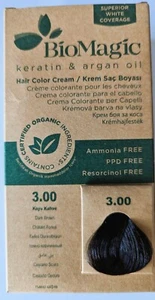 BioMagic Hair Dye Colour Cream 3.00 DARK BROWN Keratin & Argan Oil Organic - Picture 1 of 4