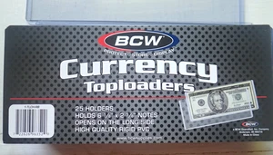 25 RIGID CURRENCY BCW Toploader Regular Bank Notes - UNOPENED - Picture 1 of 2