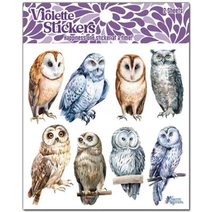 Violette Stickers - Real Owls - 2 NEW Sticker Sheets for Stationary & Scrapbooks - Picture 1 of 6