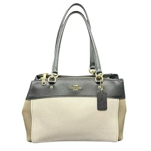 Coach Brooke F24549 Tasche Crossgrain Leder Colorblock Chalk Fog Taupe Schwarz - Bild 1 von 15
