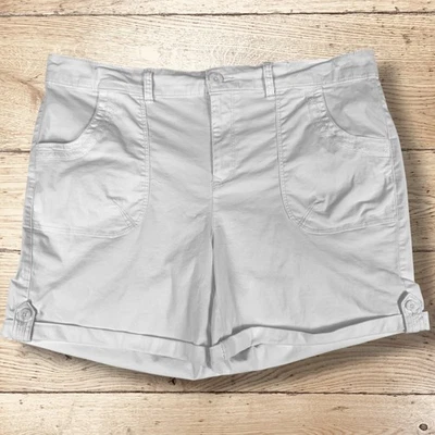 Pantalones Cortos Para Mujer GLORIA VANDERBILT All Around Efecto Adelgazante Puños Talla 14 Blanco Foto 1 de 4