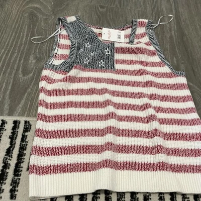 Lucky Brand USA American Flag Sweater Sleeveless Vest Women’s Size: Medium NWT - Image 1 of 4