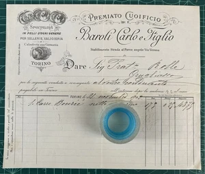 Rara Fattura Premiato Cuoificio BAROLI Carlo & Figli -Torino del 1909 - Foto 1 di 1