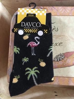 Calcetines DAVCO para mujer 9-11 Soxland negros para flamencos, piñas y palmeras Foto 1 de 3