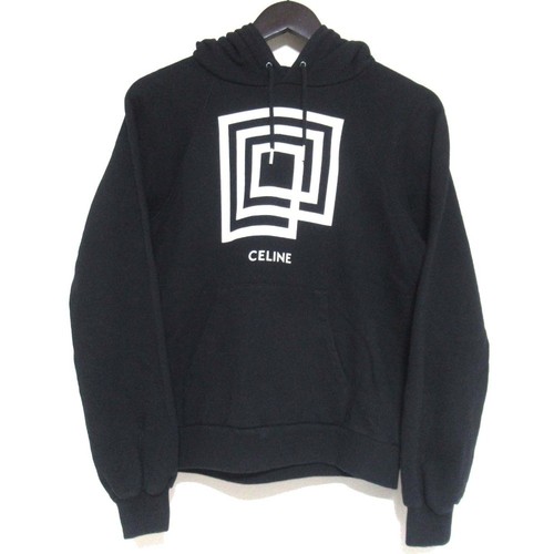 CELINE Classic Labyrinth Pullover Felpa con Cappuccio Taglia S Nero Donna