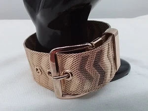 1" WIDE LARGE STATEMENT MESH BELT BUCKLE BRACELET SIZEABLE VTG ESTATE GOLDTONE - Picture 1 of 14